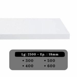 TABLETTE MELA BLANC GRAINE 18MM 250 X 60 020/TST CHANT PVC 0,4MM